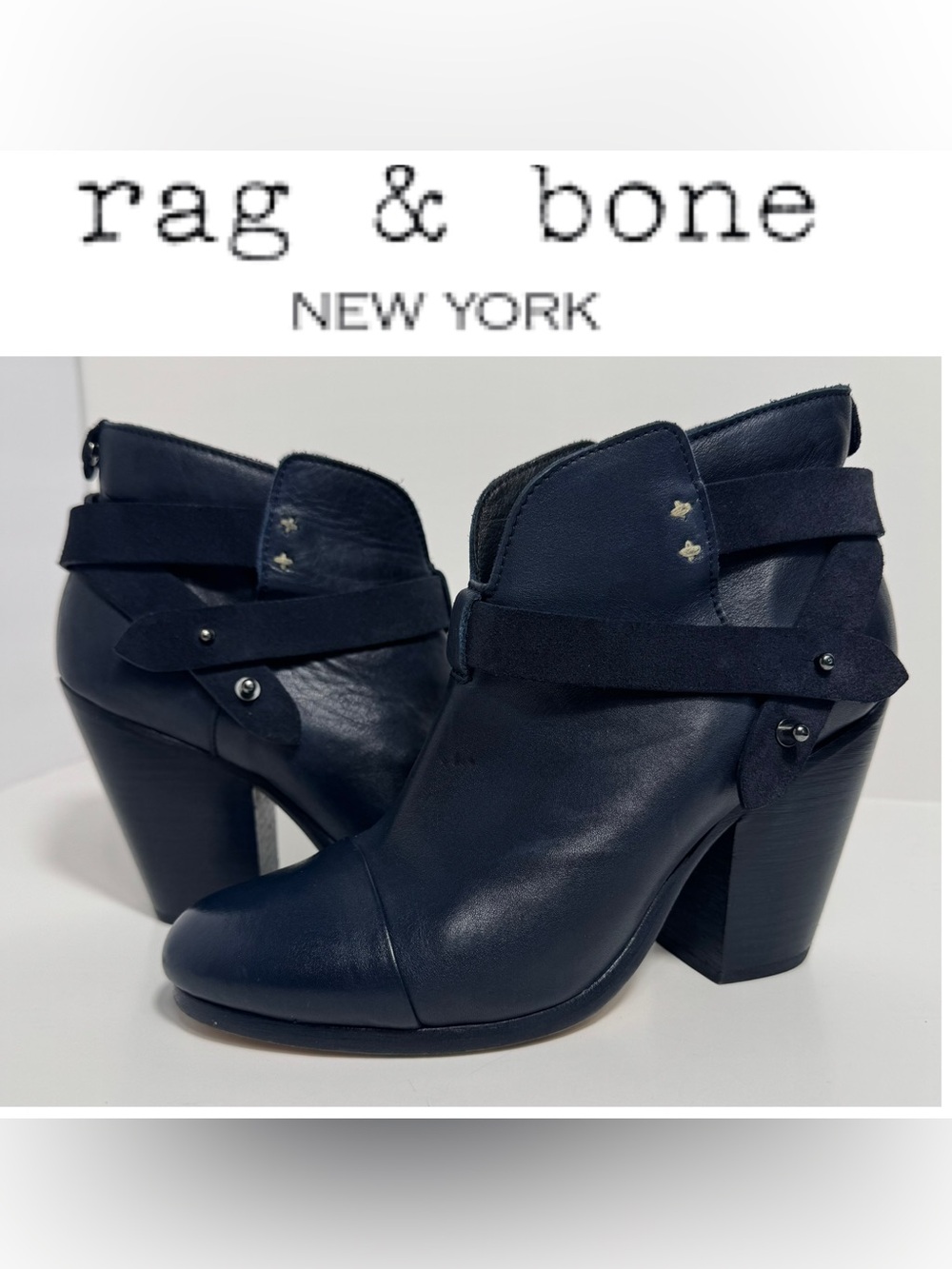 Rag & Bone HARROW Leather Ankle Boot Marine EU 38